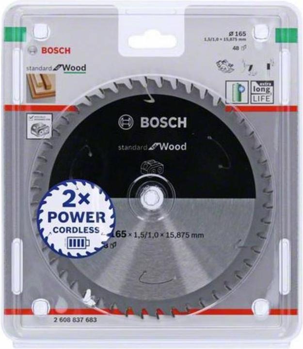 Productafbeelding Bosch Professional Zubehör Cirkelzaagblad Standaard voor hout, 165x1,5/1x15,875, 48 tanden