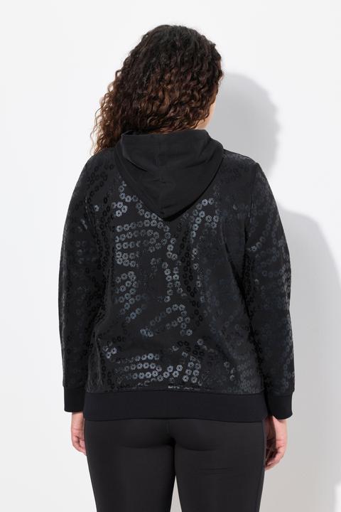 Produktbild Ulla Popken Hoodie, Pailletten-Druck, Kängurutasche, Langarm (54)