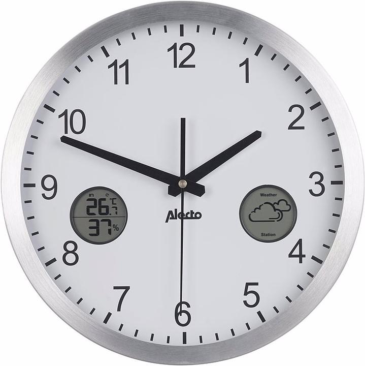 Produktbild St. Leonhard Funk-Wanduhr mit digitaler Wetterstation und Funk-Aussensensor (30 cm)
