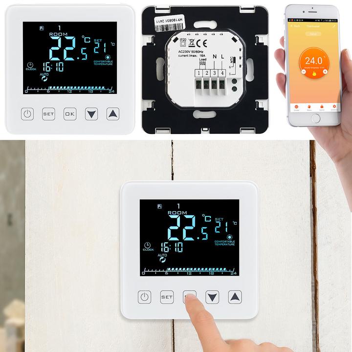 Revolt WLAN-Thermostat Touch, Fussbodenheizungen, für Alexa & Google Assistant