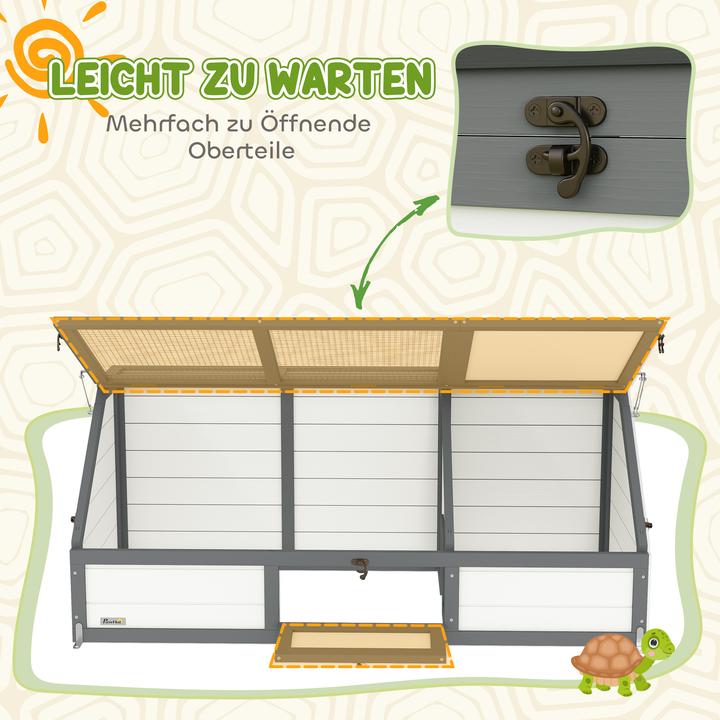 Image du produit PawHut Schildkrötenhaus Tannenholz, Verzinkter Stahl Weiss