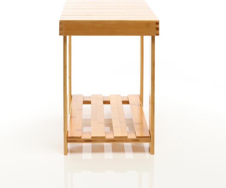 Produktbild Toboli Sitzhocker Beistelltisch Bambus 440x280x408mm Badhocker 90kg Holzhocker
