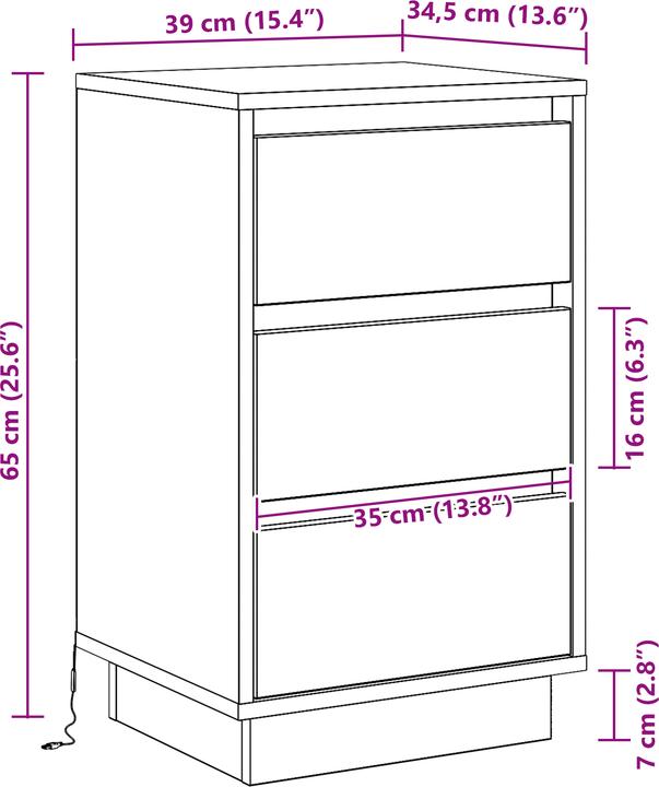 Immagine prodotto vidaXL Nachttisch (39 x 34.50 x 65 cm)
