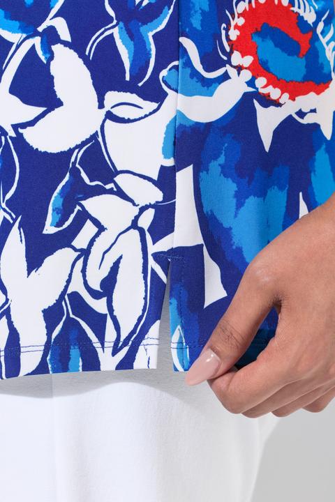 Produktbild Ulla Popken Slinkyshirt, Blüten, Classic, V-Ausschnitt, Halbarm (58)