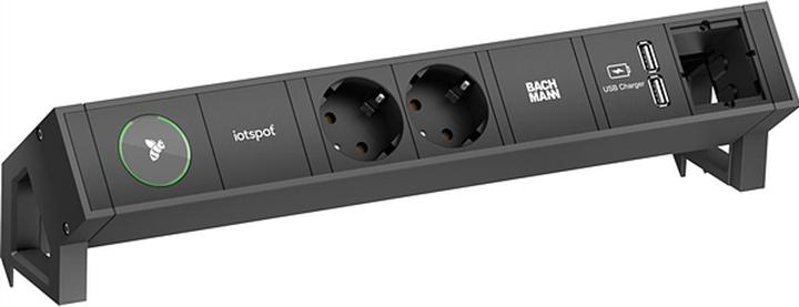 Produktbild Bachmann DESK2 1xIOTspot 2xCEE7/3 USB Charger 1xABD 0,2m GST18,sw (2 x, CEE 7/3, 0.20 m)