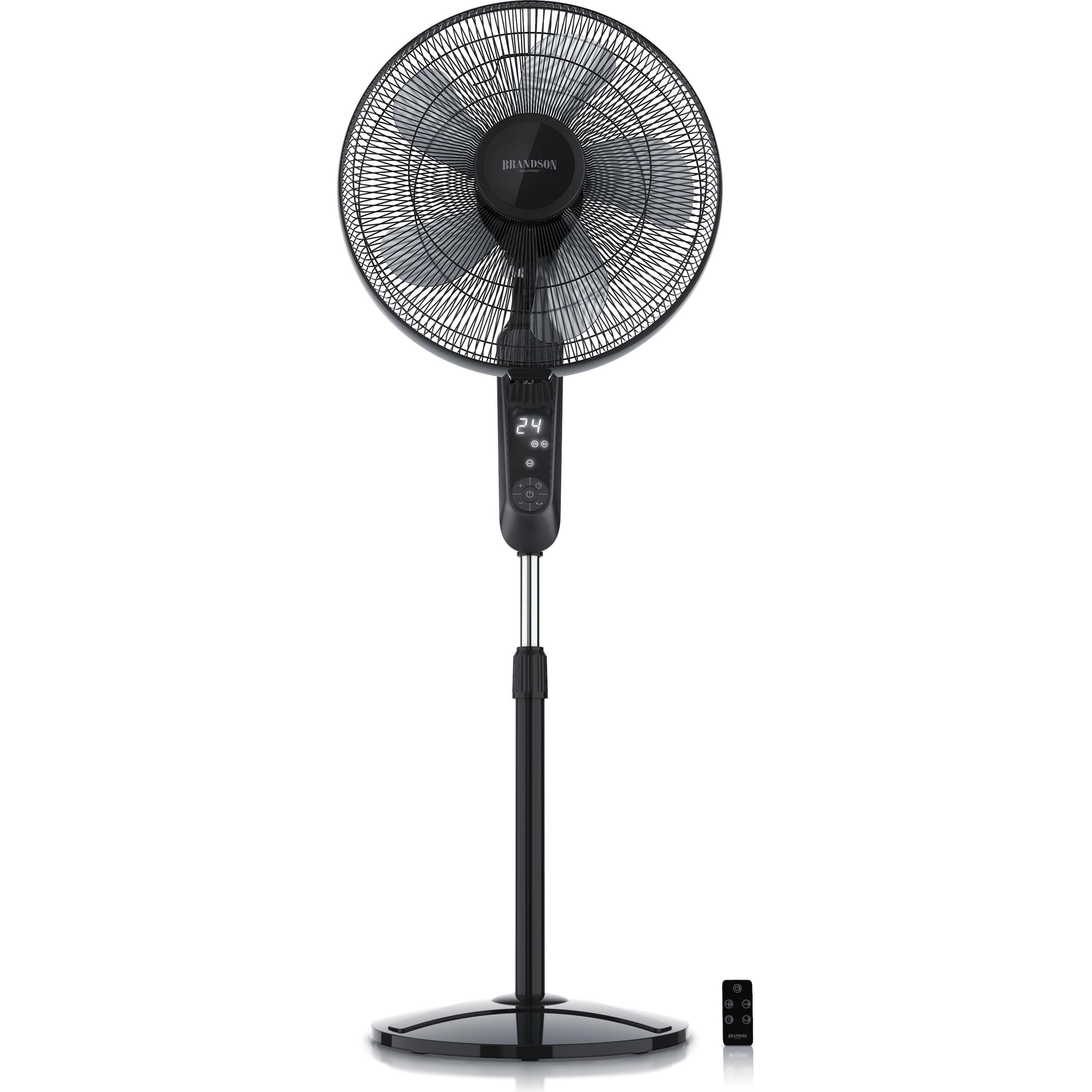 Brandson Standventilator 45,5cm Ø, DC, leise, Fernbedienung, energiesparend, Oszillation, 25 Stufen, schwarz, Ventilator...