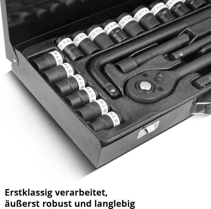Produktbild Stahlwerk Steckschlüssel-Satz 24-teiliger Knarrenkasten mit 1/2" Umschaltknarre