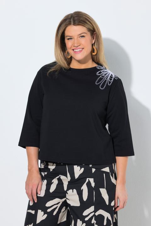 Produktbild Ulla Popken Sweatshirt, Stickerei, U-Boot-Ausschnitt, 3/4-Arm (58)