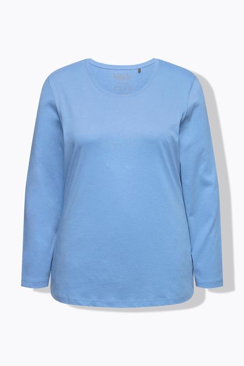 Actual product image Ulla Popken Basic Round Neck Long Sleeve Slim Fit Cotton Tee (50, 52)