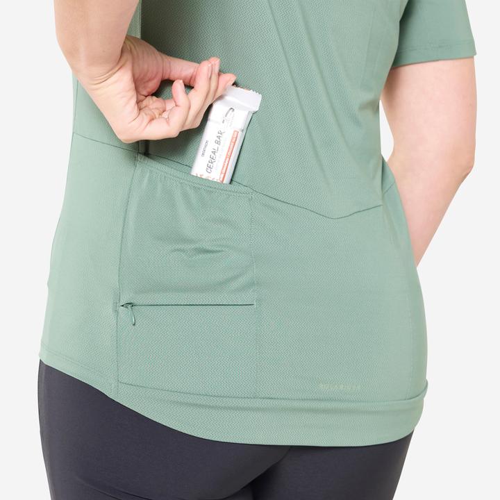 Image du produit Rockrider Maillot vélo manche courte femme cargo, Vert (S)