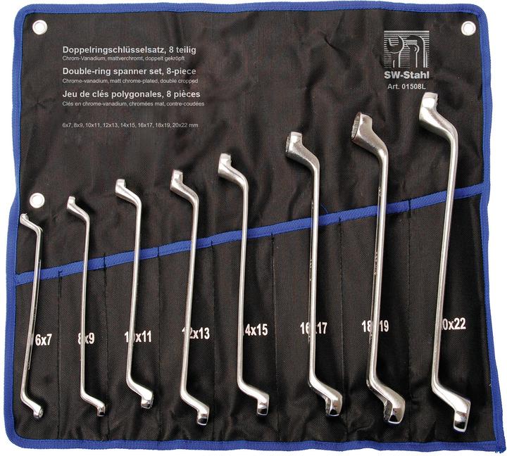 Actual product image SW-Stahl 01508L Double ring spanner set 6-22 mm, 8-piece deep offset I Ring spanner I (10 mm, 11 mm, 12 mm, 13 mm, 14 mm, 15 mm, 16 mm, 17 mm, 18 mm, 19 mm, 20 mm, 22 mm, 6 mm, 7 mm, 8 mm, 9 mm)