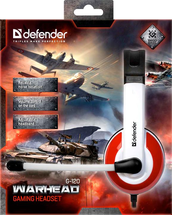 Actual product image Defender Warhead G-120 Headset Wired Head-band Gaming Black, Red, White (Cable)