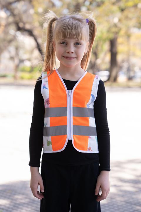 Produktbild Korntex Kinder Warnweste Dinosaurs Orange/Brachiosaurus CO2 Neutral XS EN 17353 ® ACTDINBRA (XS)