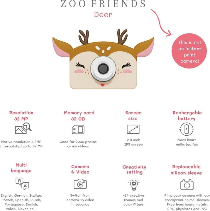 Actual product image The Zoofamily Deer Kids Camera - C1
