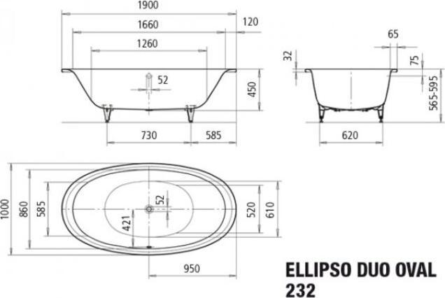 Actual product image Kaldewei Ellipso Duo Oval 232 190x100cm