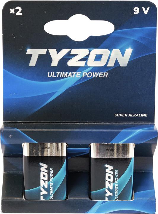 Tyzon 9 V Super Alkaline Batterien 2er-Pack. (2 Stk., 9V Block, 600 mAh)