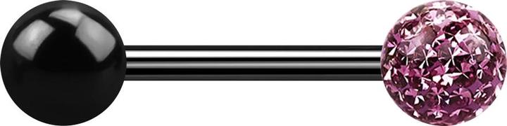 Produktbild Star Piercing Barbell schwarz mit Kugel und Kristallkugel hellviolett Epoxy Schutzschicht (ohne Messing, Titan)