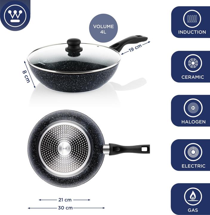 Immagine prodotto Westinghouse Padella Wok in marmo nero (30 cm, Alluminio)
