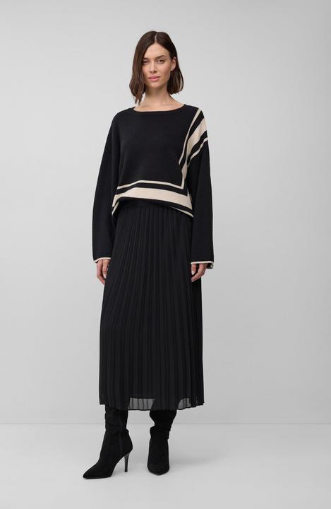 Produktbild s.Oliver Strickpullover Relaxed-Fit-Pullover aus Wollmix mit Streifen-Details (S)