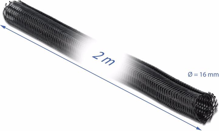 Produktbild Delock Kabelschlauch 2m x 16 mm Schwarz (Kabelschlauch, 200 cm)