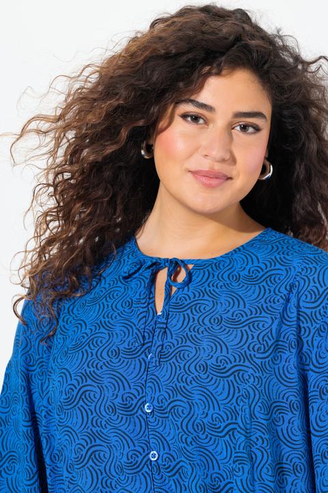 Actual product image Ulla Popken Wave Print Long Sleeve Blouse (58)