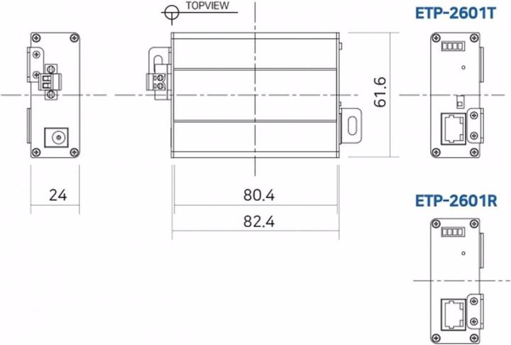 Actual product image InterCoax Ethernet Extender ETP-2601-PKG 100Mbps&PoE over 2-wire,300m