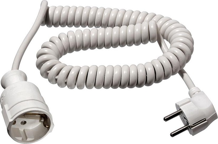 Actual product image As - Schwabe Protective contact spiral cable, white (4 m, CEE 7/3)