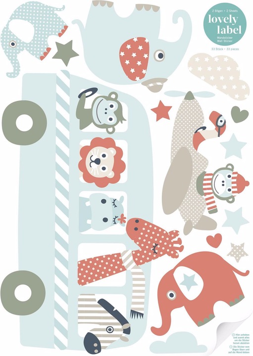Image du produit Lovely label animaux tatoués sur les murs en tournée (32 x 21 cm)