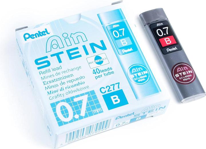Image du produit Pentel Stylo AIN STEIN High Polymer, B, 0,7 mm, etui a 40 pc. (Recharger, Graphite, 0.70 mm)