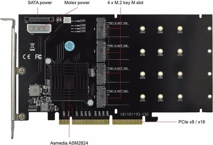 Produktbild Delock Host Bus Adapter PCI-Ex8 - 4x NVME M.2 bootfähig