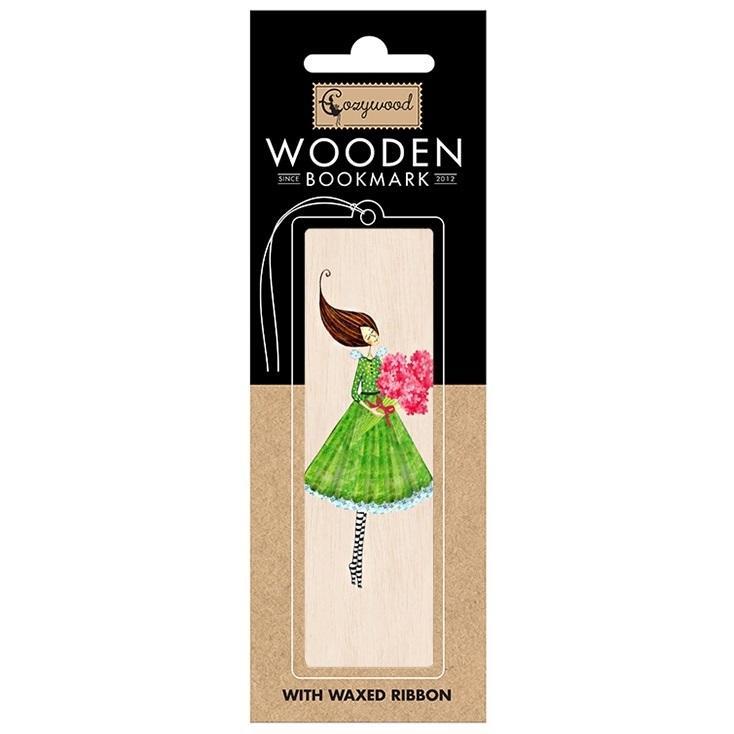 Cozywood, Accessori per scrivania, Lesezeichen aus Holz Frau mit Blumenstrauss