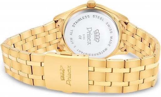 Image du produit Primex Montre Swiss Made - Bracelet Metal Dore - Cadran Dore - Etanche 50 M