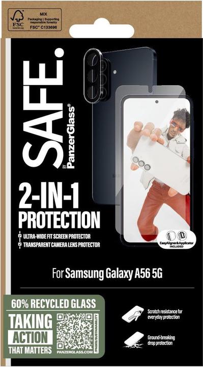 Actual product image Safe 2-in-1 Bundle Glass + Camera Lens Protector (1 Piece, Samsung Galaxy A56)