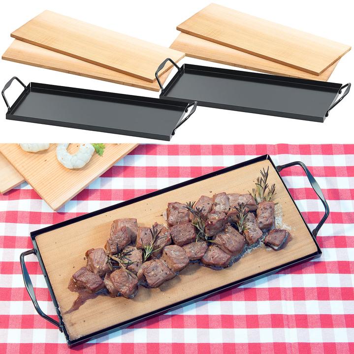 Produktbild Rosenstein & Söhne 4 Zedernholz-Grillbretter für Holzkohle- & Gasgrills