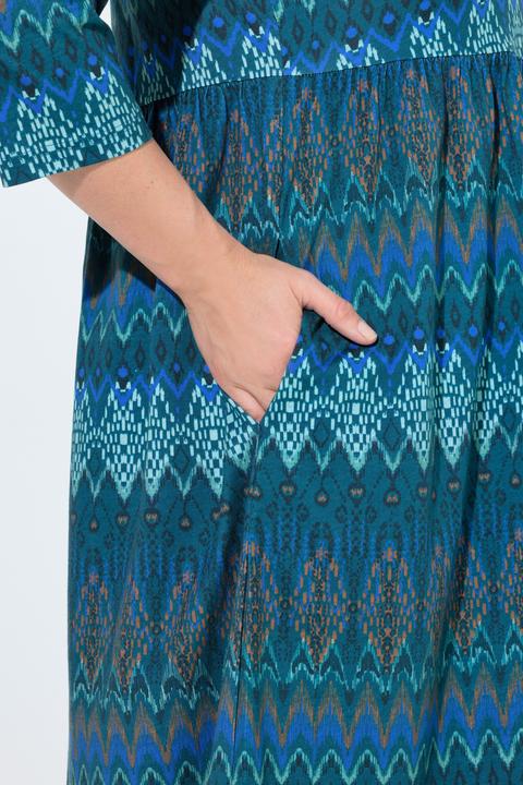 Image du produit Ulla Popken Robe en jersey, coupe évasée. Manches 3/4. Encolure à découpe en forme de goutte (54)
