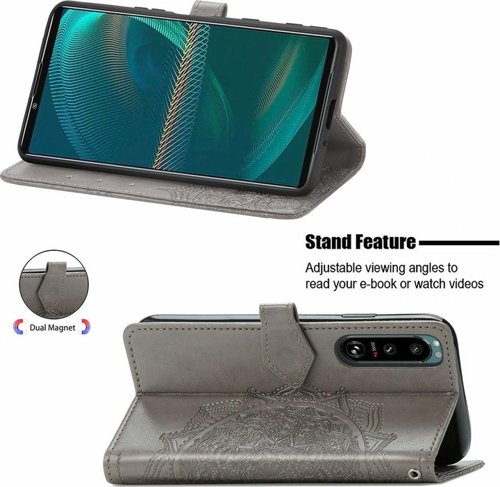 Produktbild König Design Hülle Handy Schutz für Sony Xperia 5 III Case Cover Tasche Etuis Bumper Grau Neu (Sony Xperia 5 III)