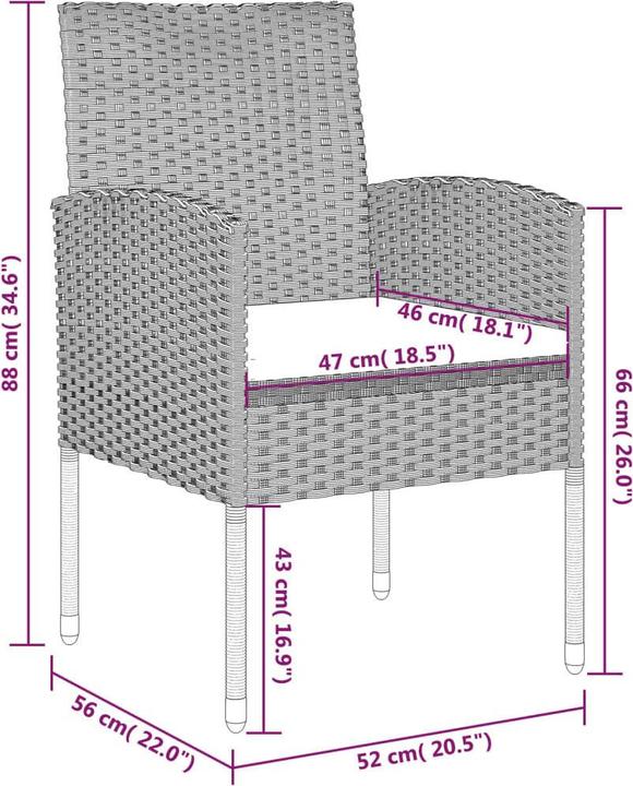 Image du produit vidaXL Garten-Ess-Set (80 x 80 x 74 cm)
