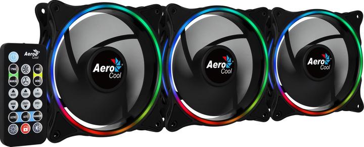 Actual product image AeroCool Eclipse 12 Pro ARGB fan, pack of 3, including controller (120 mm, 3x)