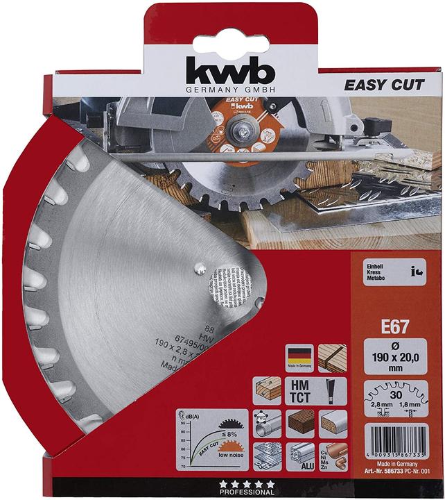 Produktbild kwb Kreissägeblatt Hm 190X20 67E