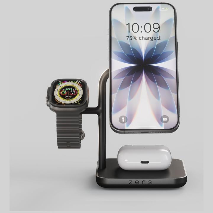 Actual product image Zens 1x 15W Qi2, 1x 5W Apple Watch, 1x 5W Qi incl. charger (15 W)