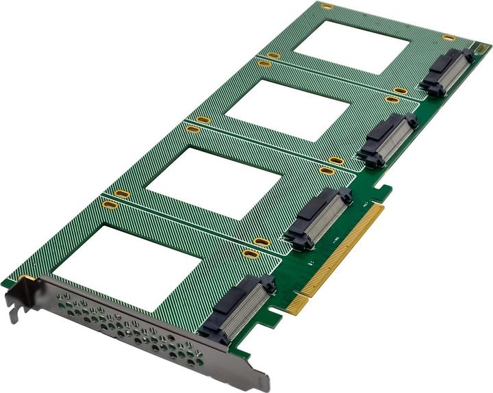 Produktbild InLine PCIe Karte zu 4x intern U.2 NVMe SFF-8639 – Bifurcation