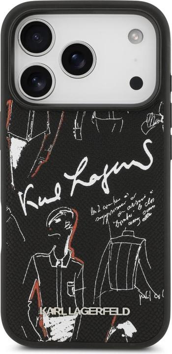 Produktbild Karl Lagerfeld - Hardcase Grained Pattern Logo (KLHMP17LPGGRMPK) - iPhone 17 Pro - Black (Apple iPhone 17 Pro)