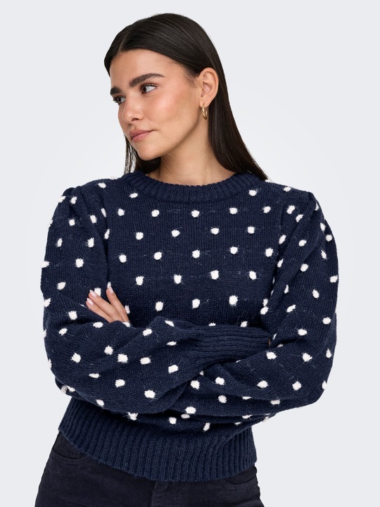 Immagine prodotto JdY Vestibilità regolare Collo alto Polsini lunghi Maniche a sbuffo Pullover Maglione in maglia (L)
