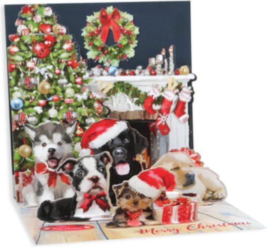 Actual product image Up with paper Weihnachtskarte 3D Pop-Up Card mit Welpen Motiv