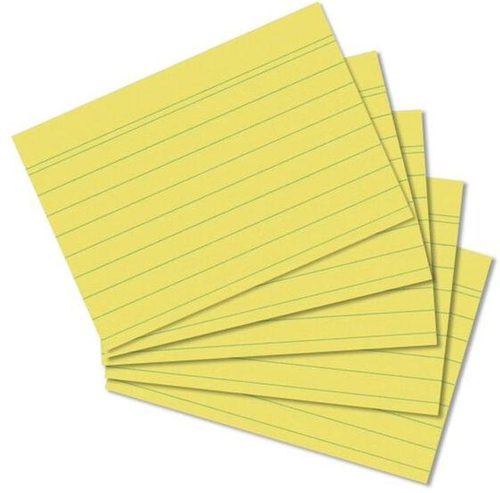 Herlitz Karteikarten, DIN A8, liniert, gelb (A8, 170 g/m², 100 x)