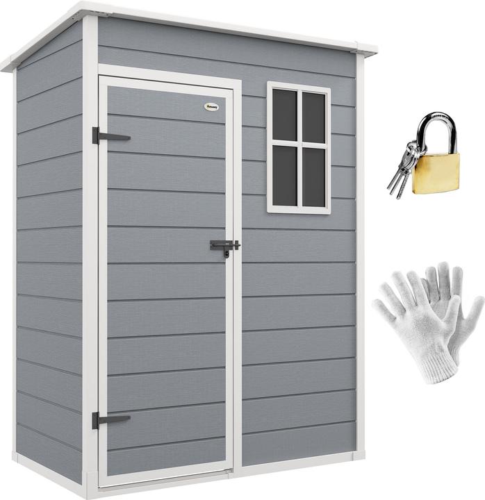 Actual product image Outsunny Gerätehaus Kunststoff, Aluminiumlegierung Grau