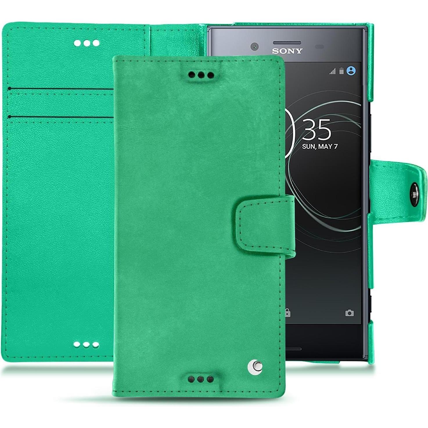 Noreve Lederschutzhülle Wallet (Sony Xperia XZ Premium), Smartphone Hülle, Grün