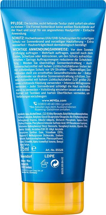 Image du produit NIVEA Sun, imperméable, protection solaire, SPF 30, 175 ml de crème (Crème solaire, SPF 30, 175 ml)