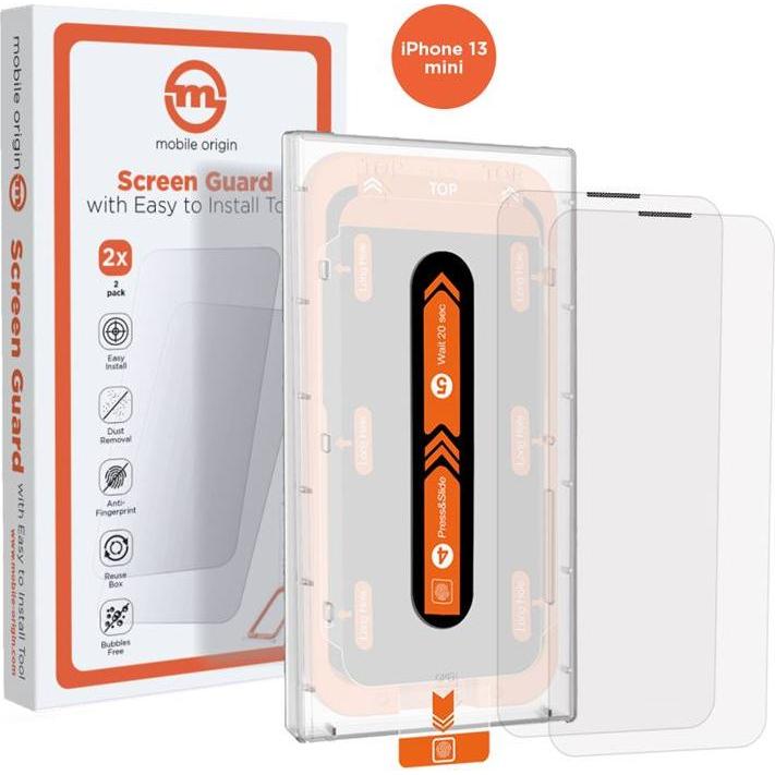 Mobile Origin iPhone 13 mini mit einfachem Applikator im 2er-Pack (2 Stück, Apple iPhone 13 mini), Smartphone Schutzfoli...