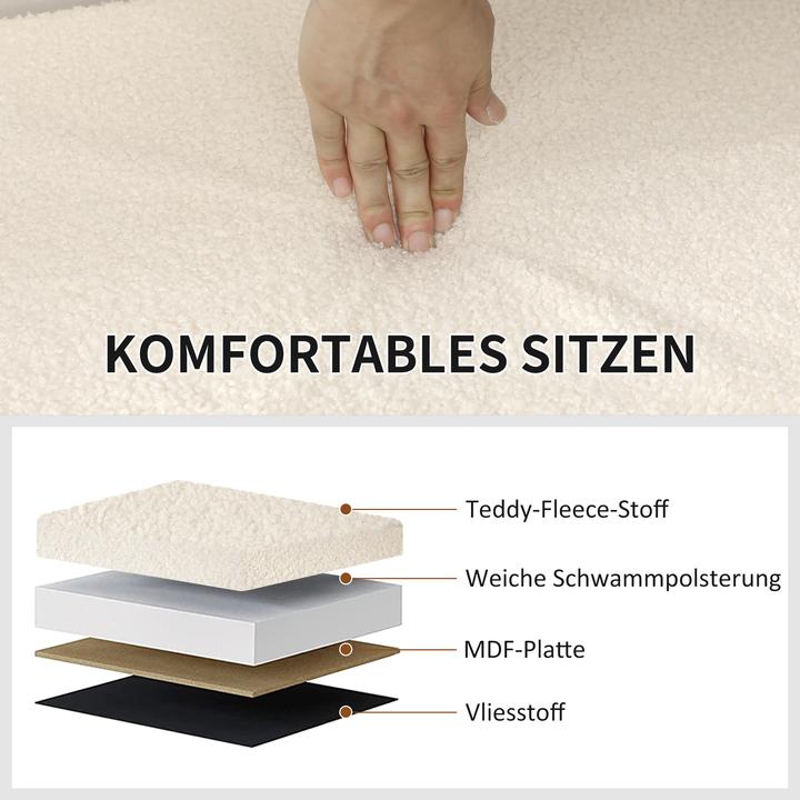 Produktbild Homcom Sitzbank Polyester, MDF Cremeweiss (76 cm)